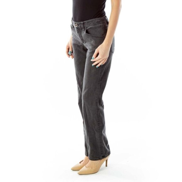 Elie Tahari Gray Mid-Rise Straight-Leg Jeans - Picture 2 of 3